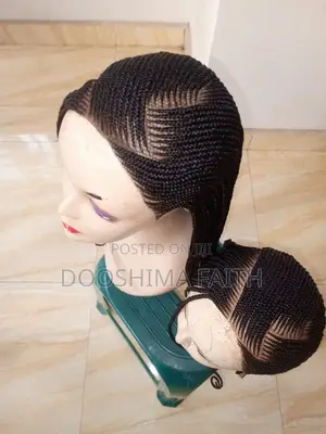 Ghana Weaving Braided Wig —28 Inch Black, Hand Made Ready to Wear