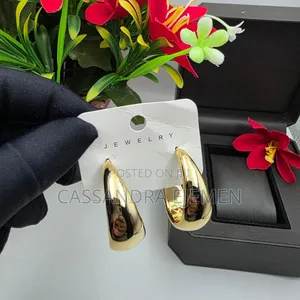 `Stainless Steel Gold Earrings - Waterproof, Tarnish Free.