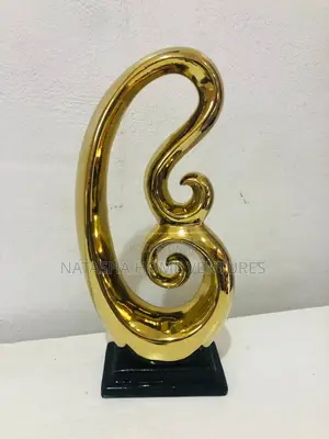 Gold Ceramic Spiral Scroll Sculpture