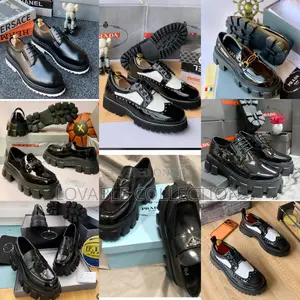 Prada Monolith-Inspired Chunky Patent Leather Derby Shoes
