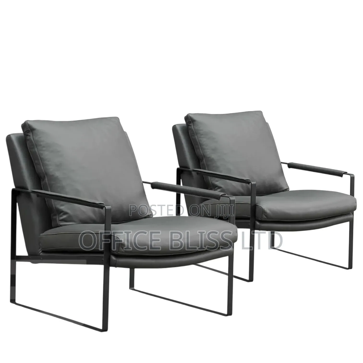 Luxury Leather Lounge Accent Chair (1 Set) Gray