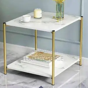 2-Tier Square Faux Marble Side Table