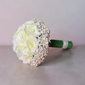Roses and Baby Breath Bridal Bouquet