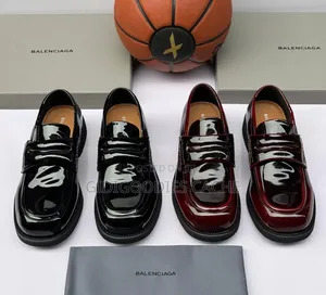 Padded Patent Leather/Matte Balenciaga Penny Loafers