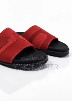 Red and Black Suede Pam Slippers