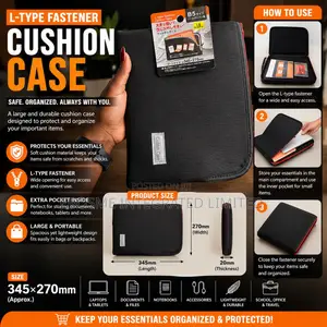 L-Type Fastener Cushion Case – B5 Size Protective Storage Organizer