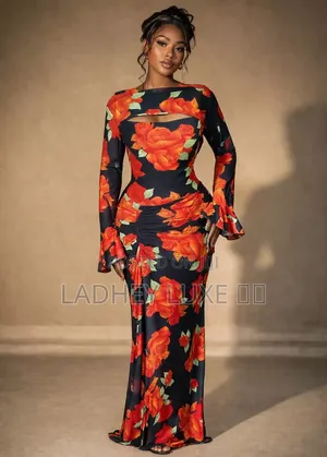 Scarlet Bloom Maxi Mesh Dress