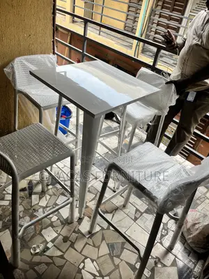 Modern White Metal Bar Table - Industrial High-Top Bistro Desk