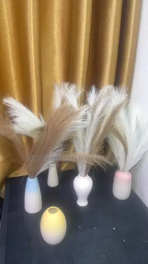 Ceramic Vase /Plastic Donut Vase + Pampas Flower