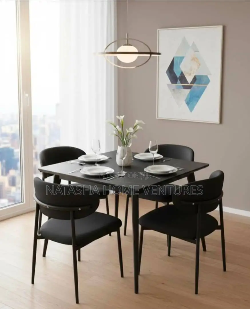 Black Dining Set (Table + 4 Seaters