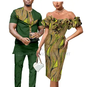 Short Sleeve Shirt and Pant and Print Off Shoulder Dress