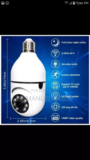 Single Lens Bulb Surveillance Camera (It Uses V380 App )