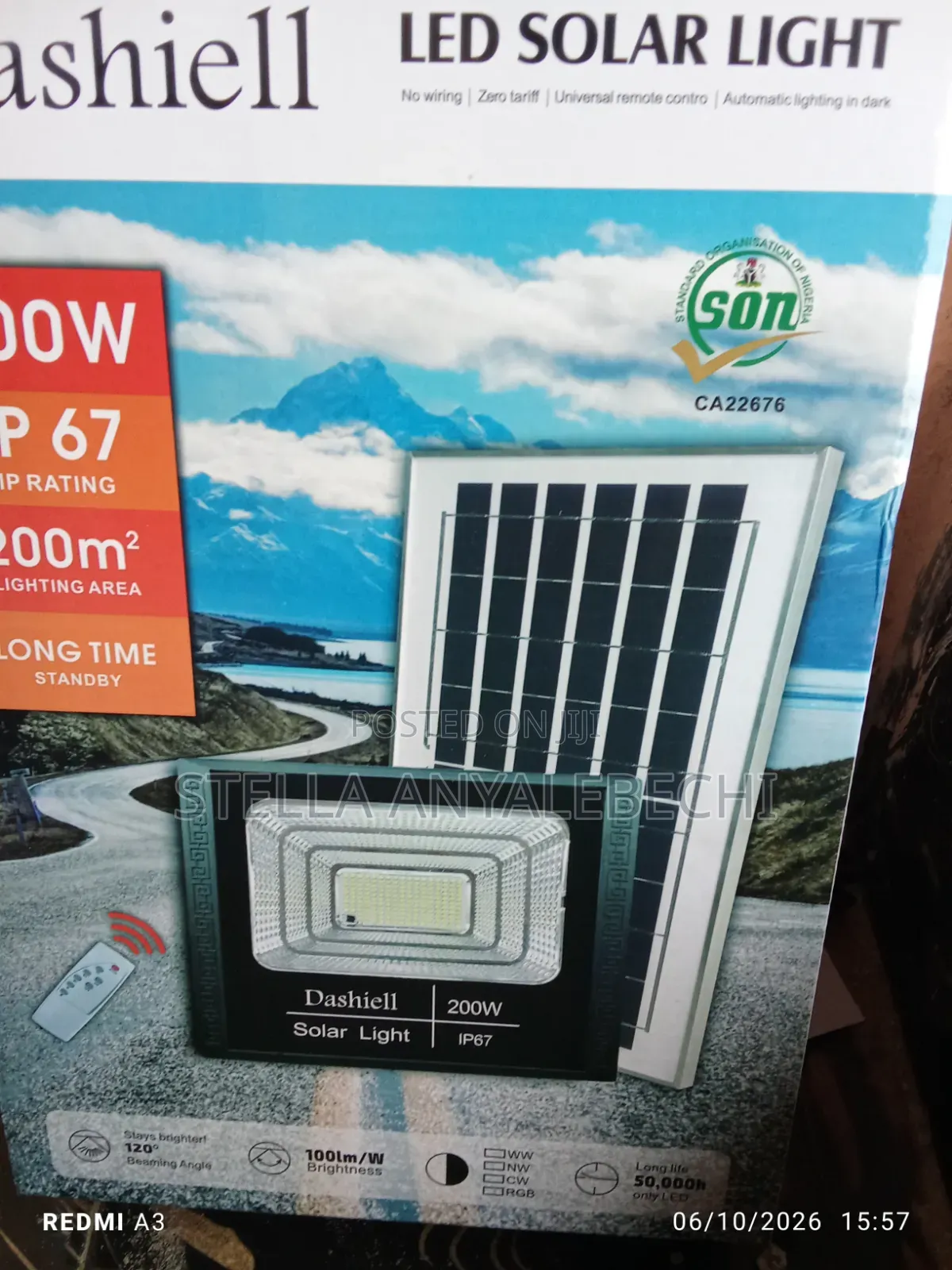 200w Quality Solar Flood Light + Remote Control