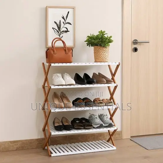 Foldable Wooden Bamboo Collapsible Shoe Rack 6layers