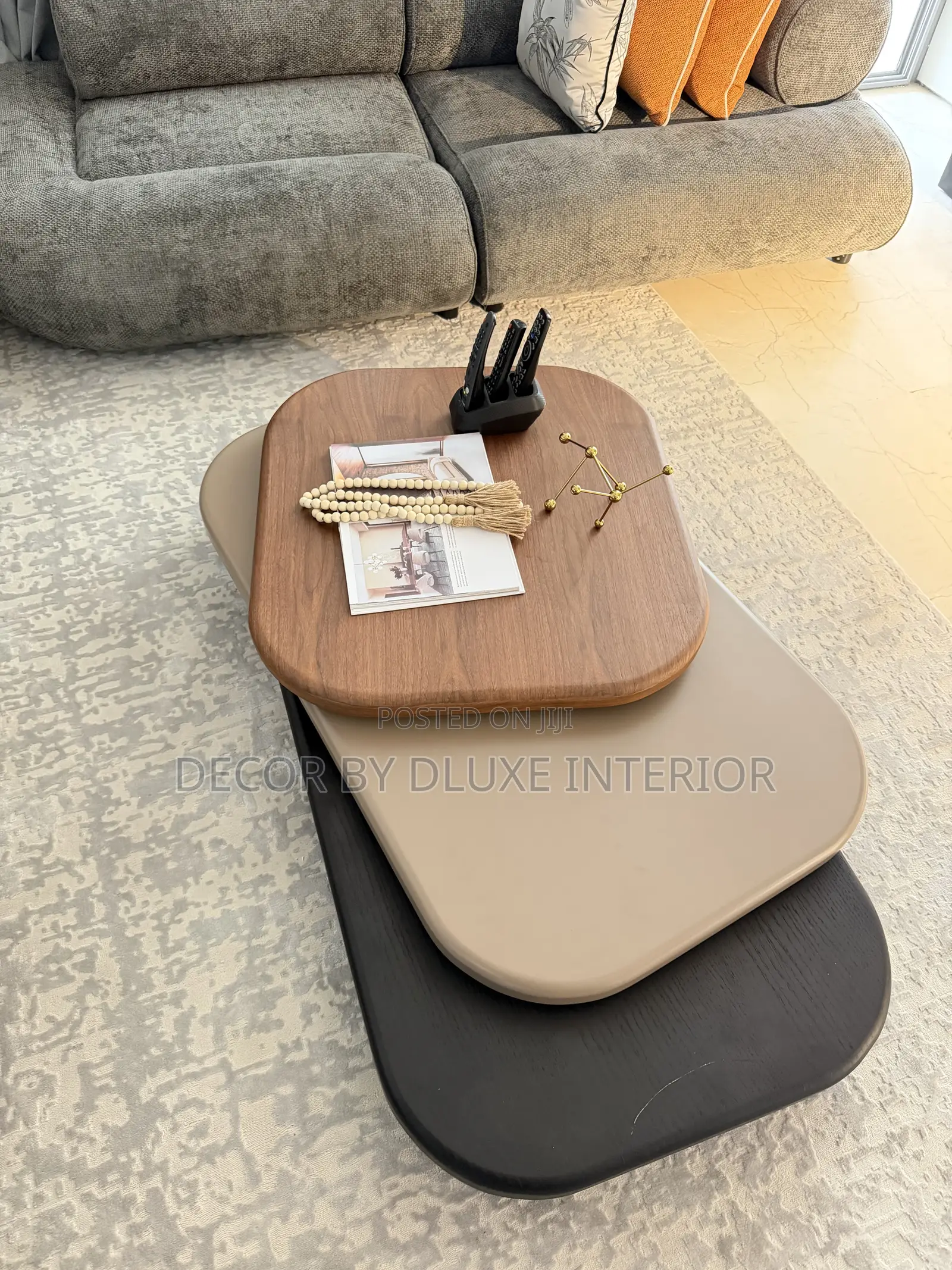 Three Layers Design Minimally Luxurious Shaped Coffee Table