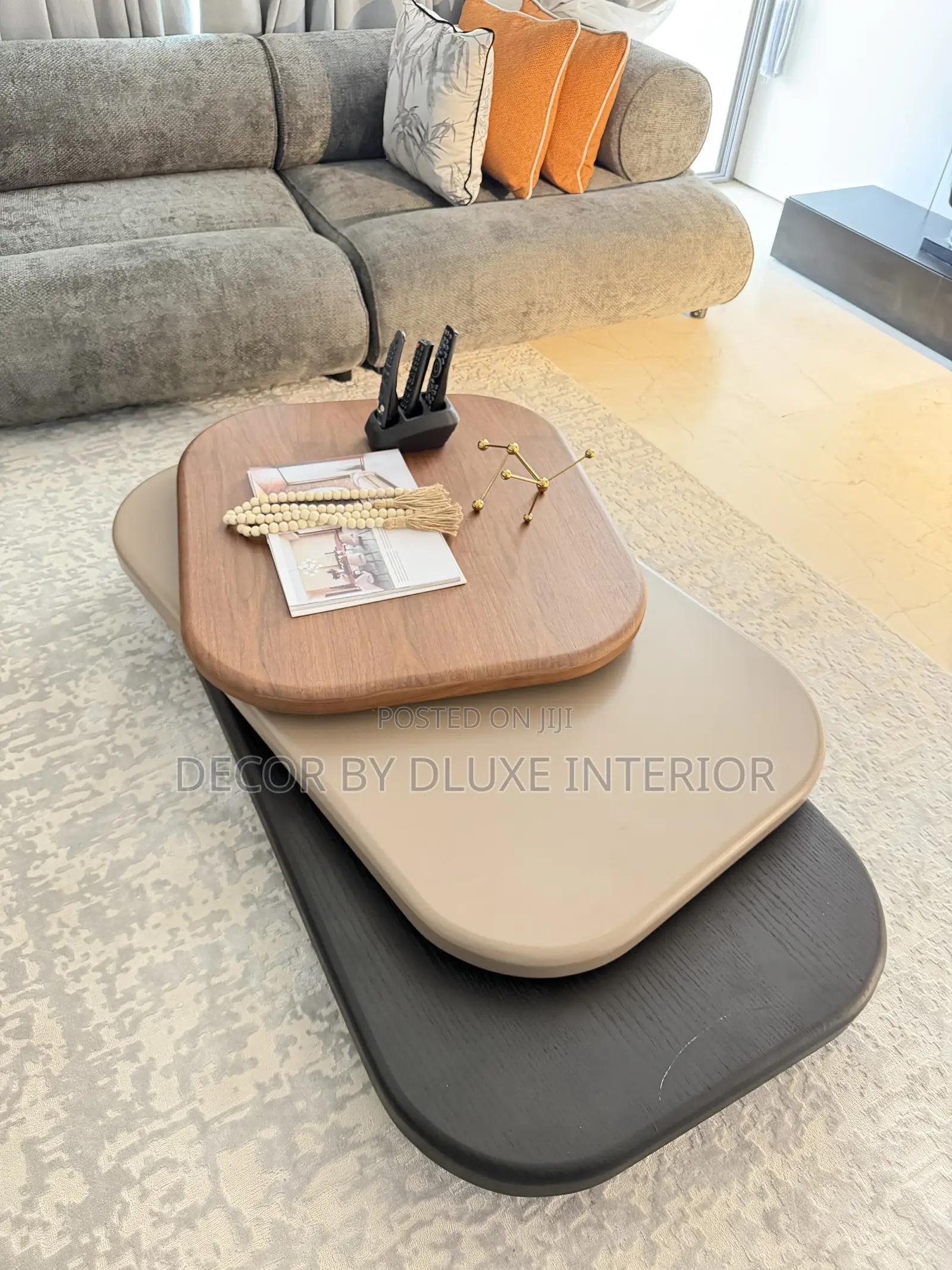Three Layers Design Minimally Luxurious Shaped Coffee Table