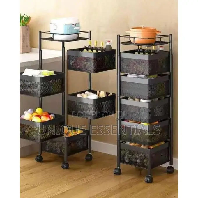 Panache 5 Tiers Rotating Trolley Storage -Multipurpose Kitchen Shelf