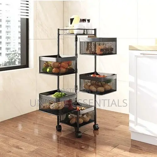 Panache 5 Tiers Rotating Trolley Storage -Multipurpose Kitchen Shelf