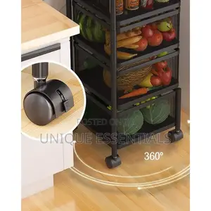 Panache 5 Tiers Rotating Trolley Storage -Multipurpose Kitchen Shelf