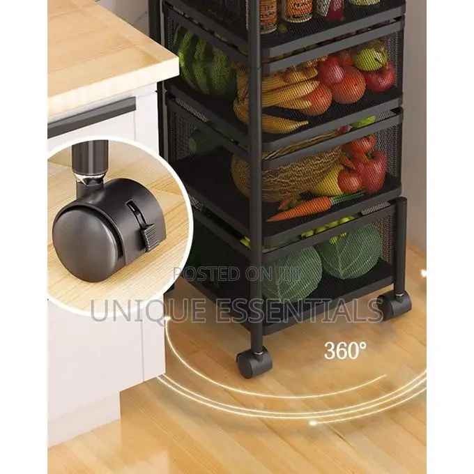 Panache 5 Tiers Rotating Trolley Storage -Multipurpose Kitchen Shelf
