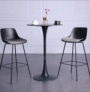 Black Round Bar Table With 2 Bar Stools