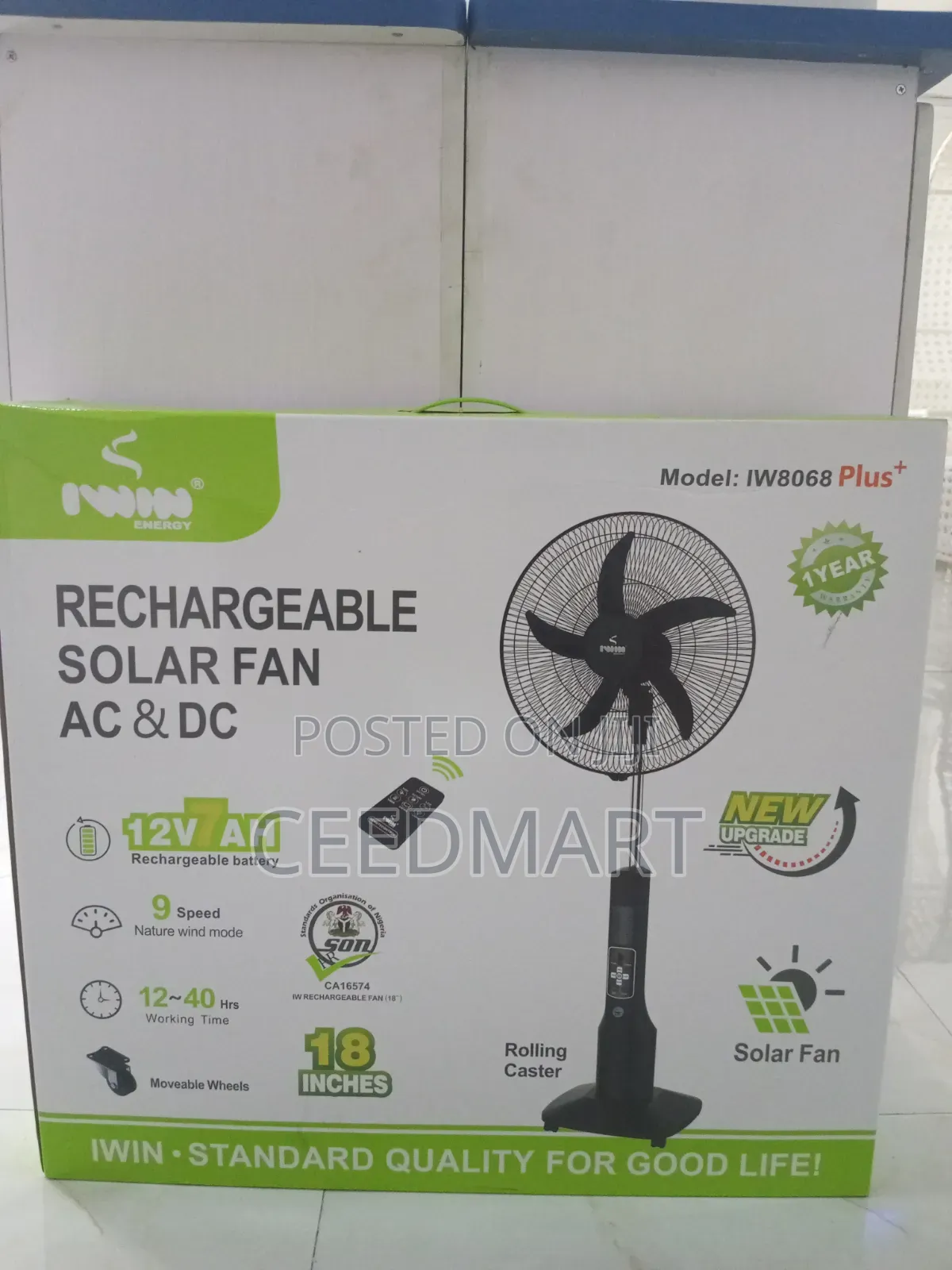 Rechargeable Solar Fan
