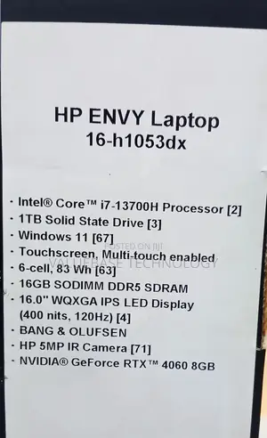 New Laptop HP Envy 16 Gaming 16-h1023dx 16GB Intel Core i7 SSD 1T