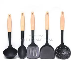 Wood Colour Handle Nonstick Spoon Set