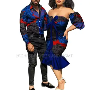Matching African Long Sleeve Shirt Top + Strapless Dress