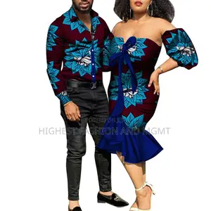 Matching African Long Sleeve Shirt Top + Strapless Dress