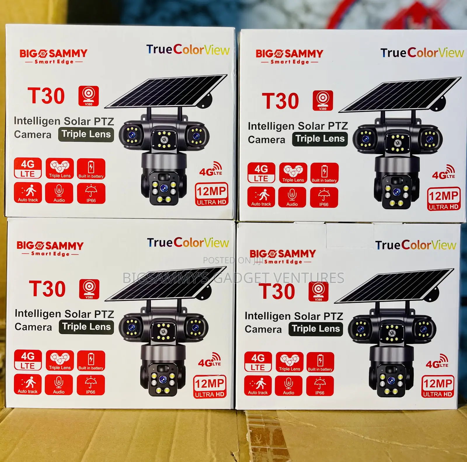 12mp Complete 3lens Solar PTZ 4g Surveillance Camera