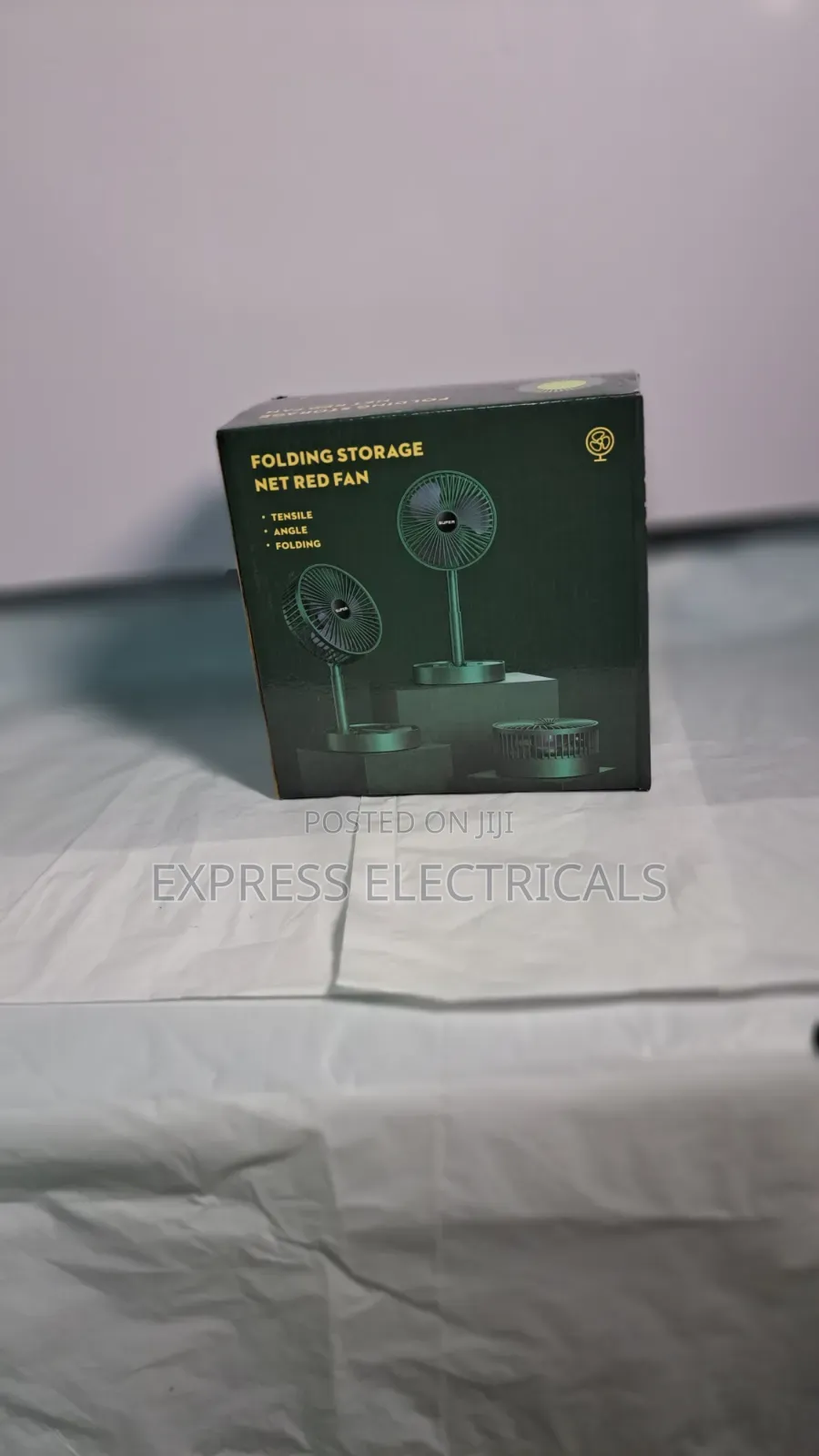Folding Rechargeable Table Fan With Storage Base, Adjustable Angle