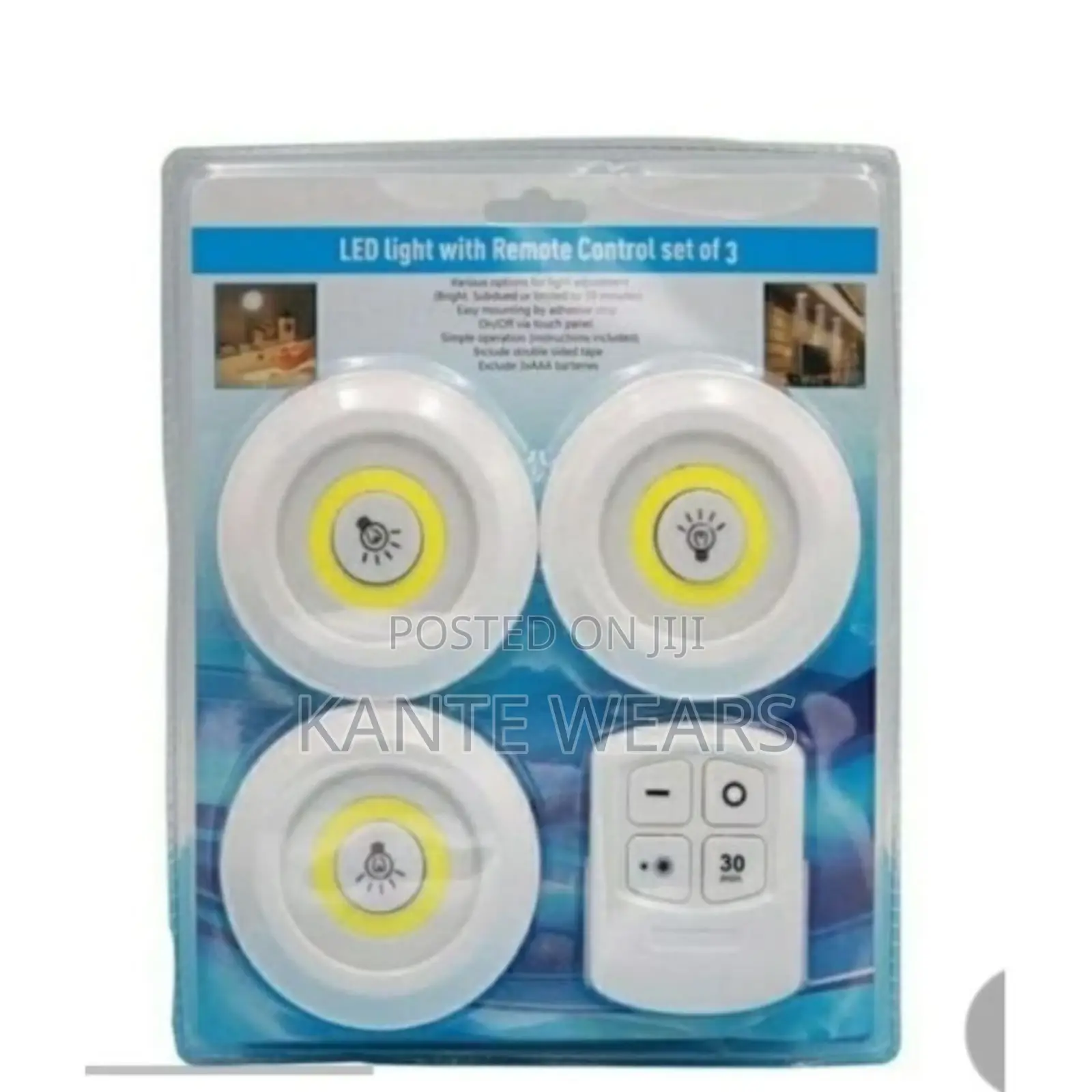 Led Light With Remote Control- Set of 3