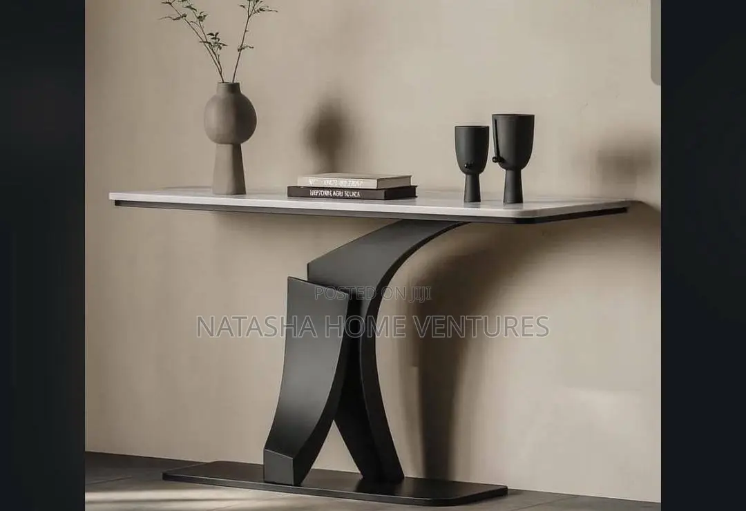 Black Console/Hallway Table With Sculptural Base