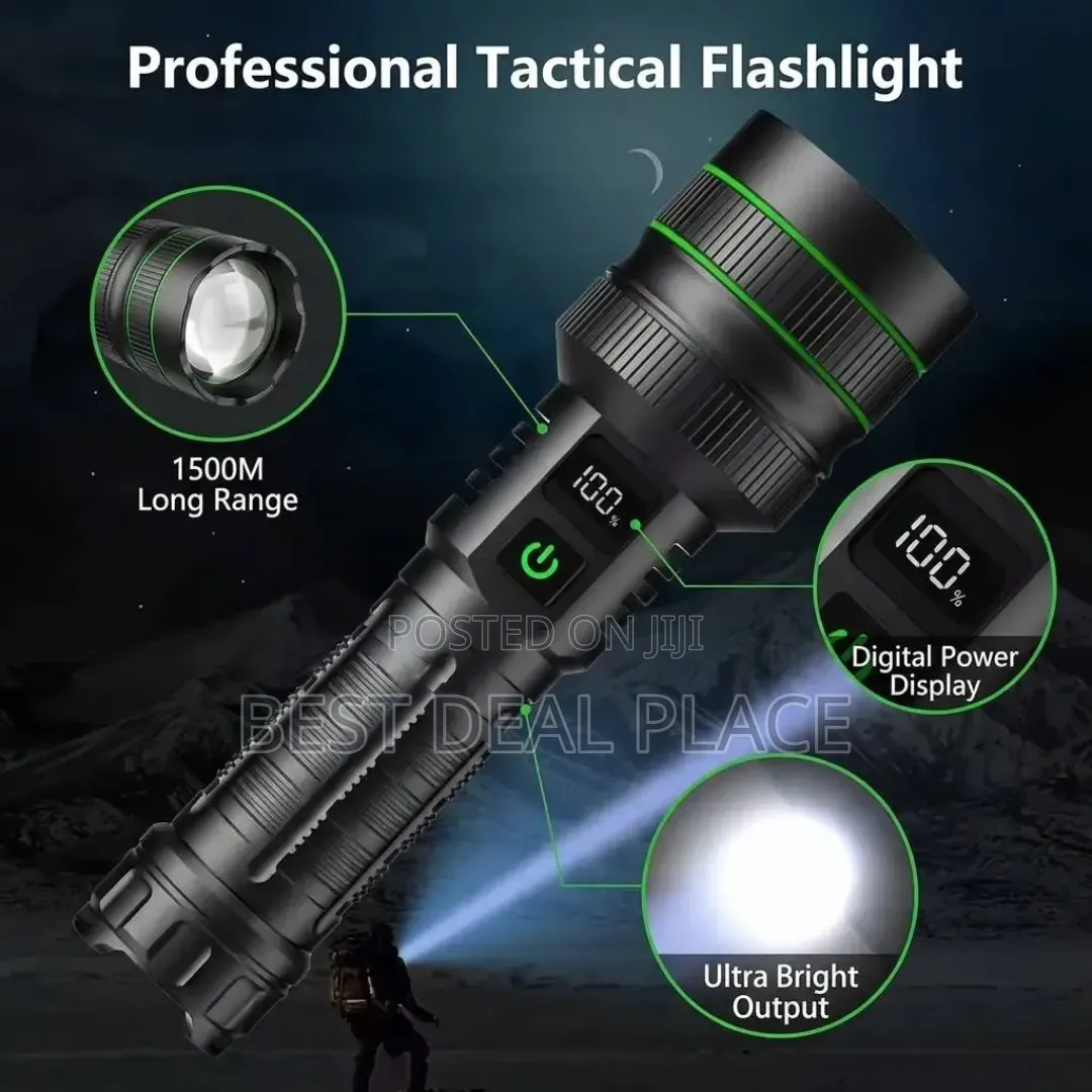 Super Bright Tactical Flashlight Digital Battery Display Power Bank