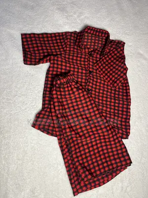 Boys Red Check Shirt and Trousers Set