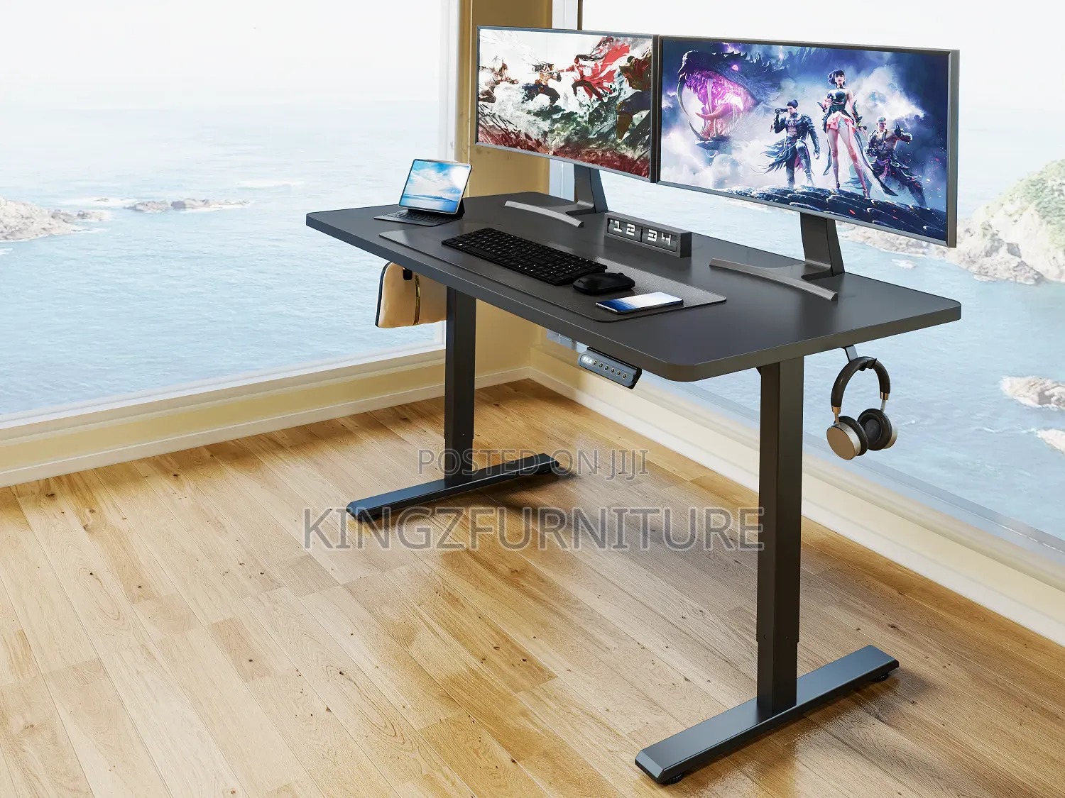Modern Black Electric Standing Desk 1.4 Meter