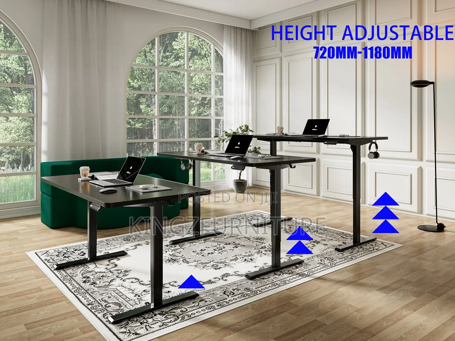 Modern Black Electric Standing Desk 1.4 Meter