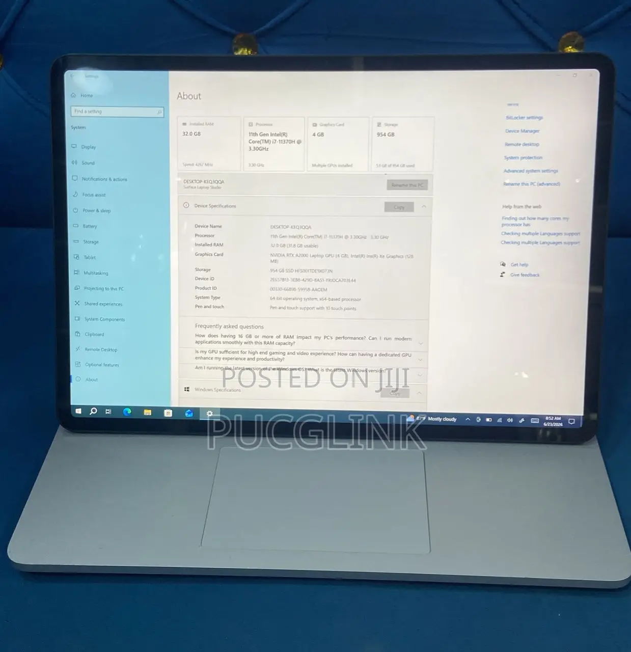 Laptop Microsoft Surface Laptop Studio 32GB Intel Core i7 SSD 1T