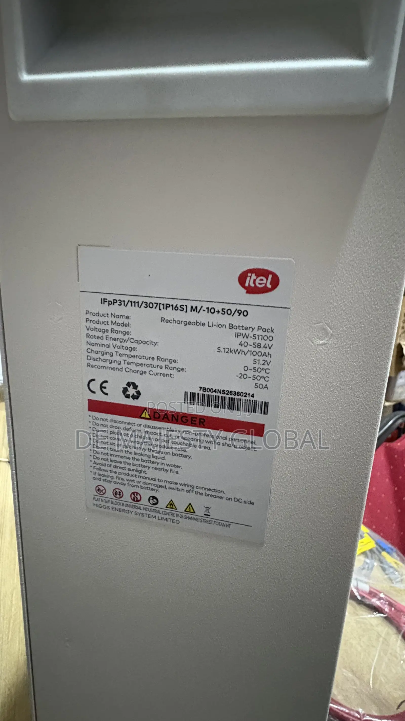 Itel 5kwh 51.2v Lithium Battery