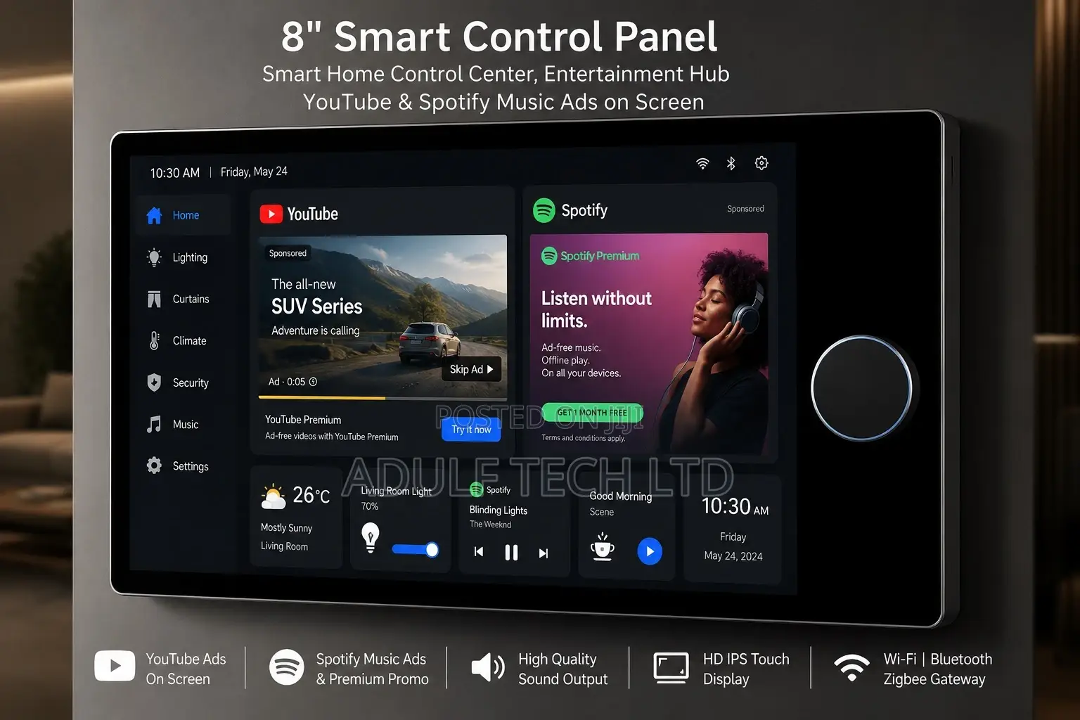 Tuya 8” Touch Control Panel Wi-Fi | Zigbee Gateway | Smart Home Hub