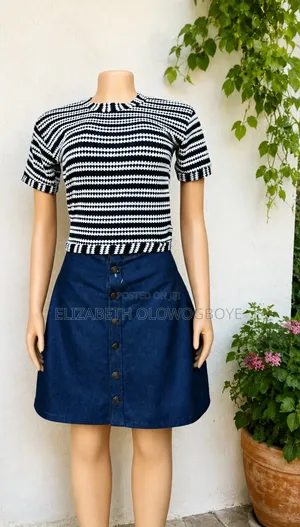 Two Piece Denim Skirt and Crop Top