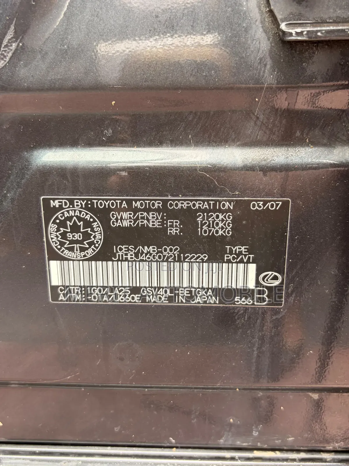 Lexus ES 350 2007 Gray