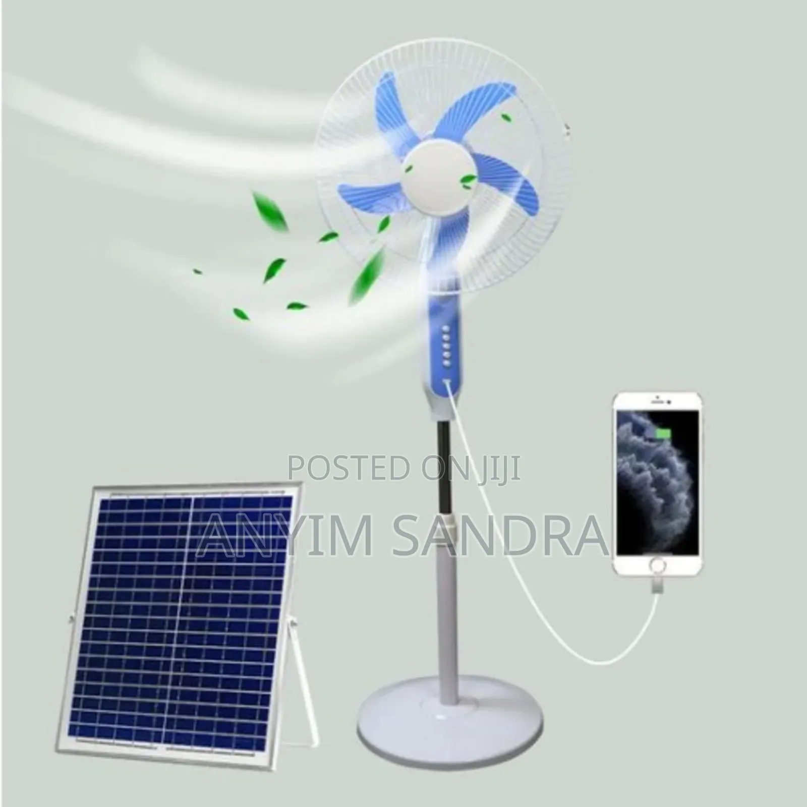 GST Rechargeable Fan With Panel- 16 Inches