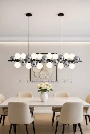 Nordic Style Black and White Magic Bean Linear Indoor Chandelier.
