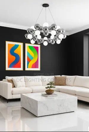 Nordic Style Black and White Magic Bean Indoor Chandelier.