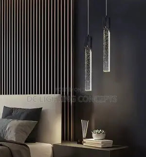 Modern 1-Light Gold/Black Acrylic Glass Tube Pendant Kitchen Light.