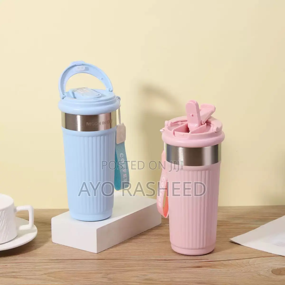 Striped Coffee Thermos Cup