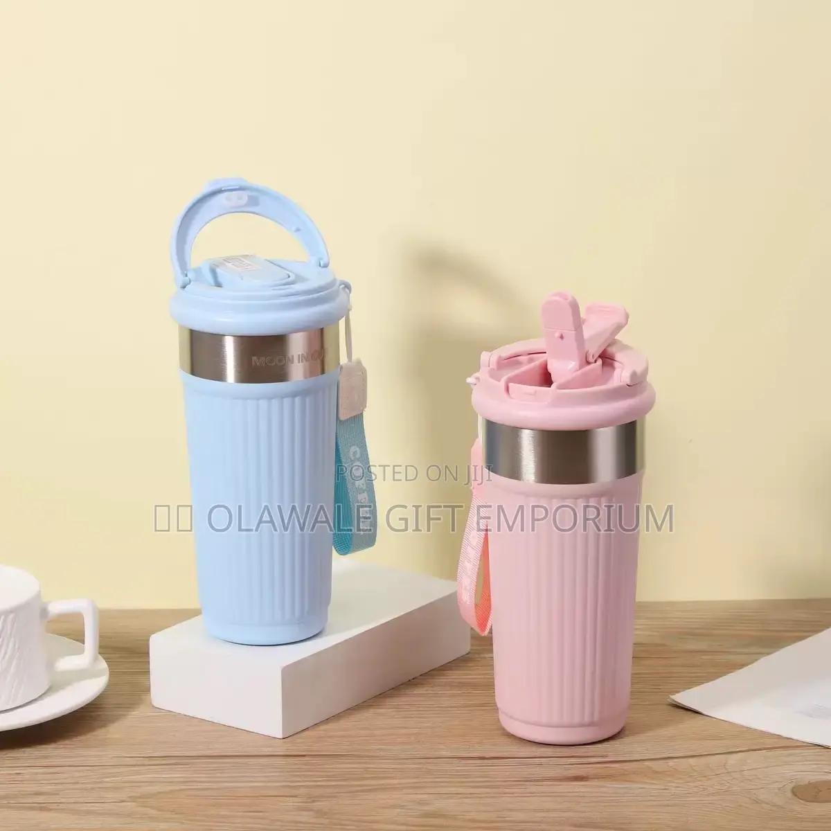 Striped Coffee Thermos Cup