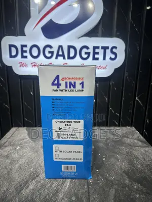 4-in-1 Rechargeable Fan With Led Light and Solar Panel.